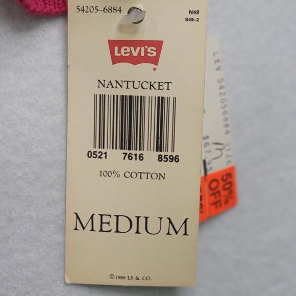 92 Vintage Levis Dockers Nantucket Sweater Pink V-Neck M USA Schoolgirl Academia - Picture 5 of 11
